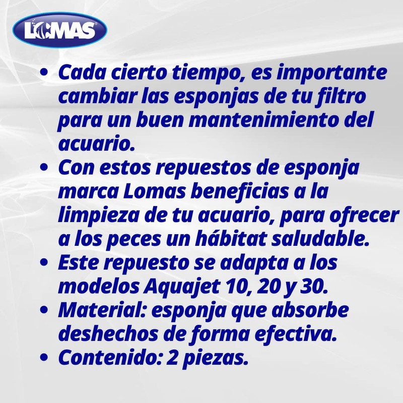 Lomas Aquajet Repuesto Esponja para Filtros de Peceras y/o Acuarios,