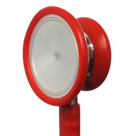 Deluxe Stainless Steel Dual Head Large Bell Cardiology High Accuracy Stethoscope + Foam Lined Carry Case + Spares Box - Red