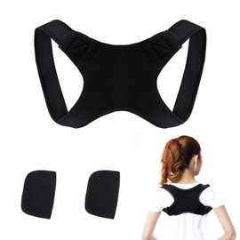 PFLYPF Back Corrector with 1 Pair Shoulder Pads, Sitting Posture Corrected Shoulder Strap, Posture Orthosis, Adjustable Back Support Strap, Straight Back Posture Trainer, Unisex