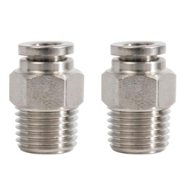 Jienk 2Pcs Pneumatic 304 Stainless Steel Male Straight 1/4" Tube OD x 1/4" NPT Thread Push to Connect Air Fittings, Push Lock Quick Connector for Air Regulator Air Ride Air Horn Air Compressor