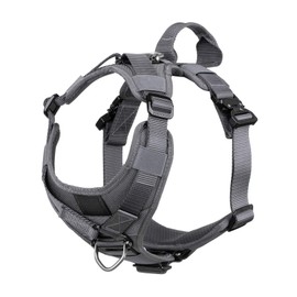 ICEFANG Tactical Dog Strap Harness (Full Metal Clip) ,Pet Vest with Handle,5 Point Adjustable,Y-Shape Chest,No-Pull Leash Clip for Walking Training (XL (Neck:20"-28";Chest:32"-40"), Wolf Gray)