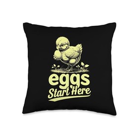 Baby Chicks in Backyards Coops Gardens Eggs Farm Rural Life Throw Pillow