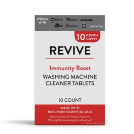 REVIVEEO Immunity Boost Washing Machine Cleaner Tablets 10ct by Revive Essential Oils - 10 Month Supply, Synthetic Fragrance Free, Stain & Odor Fighting, Essential Oils