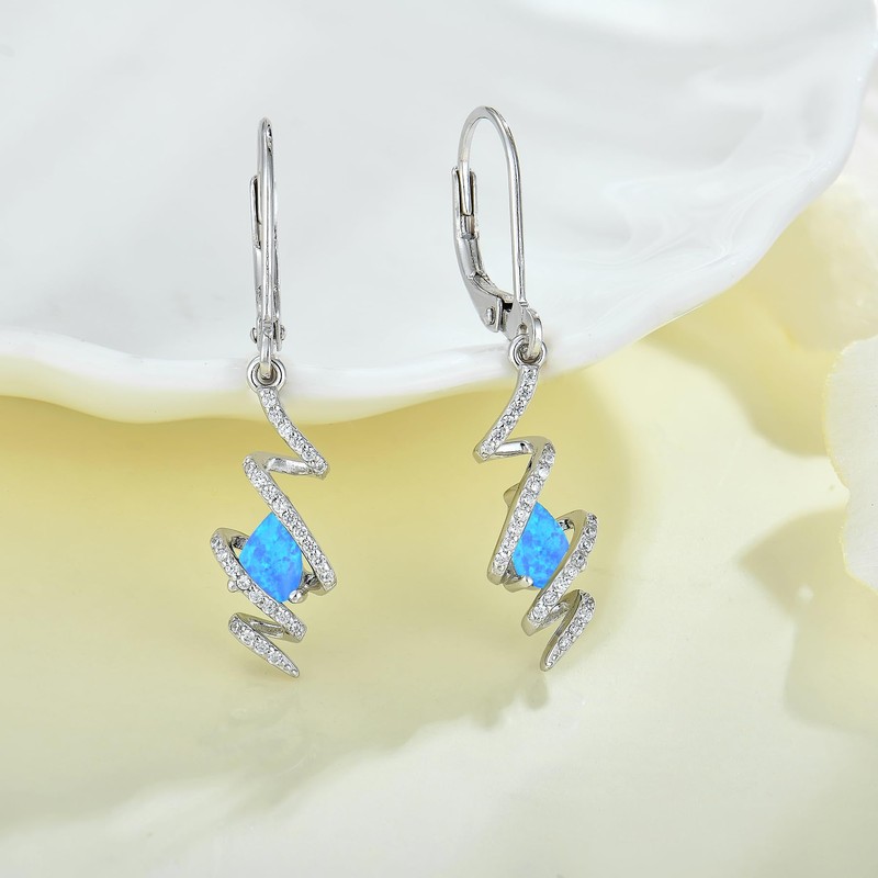 Aprila Drop Dangle Earrings 925 Sterling Silver Twist Wire Leverback