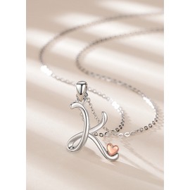 CELESTIA Birthday Gifts Silver Initial Necklaces for Women Letter K Pendant Heart Initial Jewelry