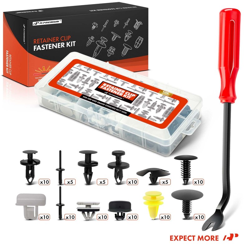 A-Premium 105 PCS (12 Sizes) Car Retainer Clips Kit Compatible
