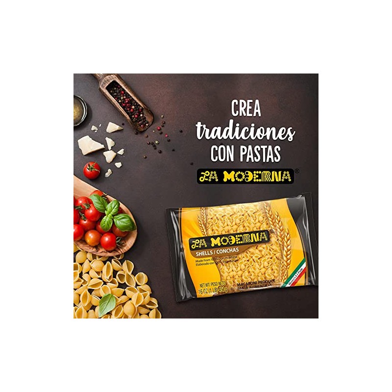 La Moderna Shells Pasta, Noodles, Durum Wheat, Protein, Fiber, Vitamins,