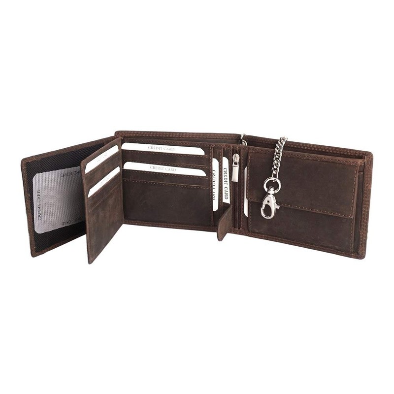 Chain Wallet Landscape Format, maroon, Vintage