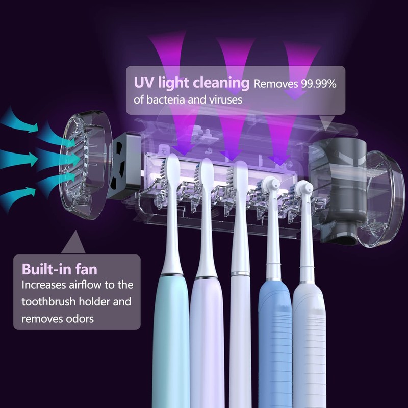 SARMOCARE Toothbrush Holder Cleaner with Fan Drying & 6min Timing