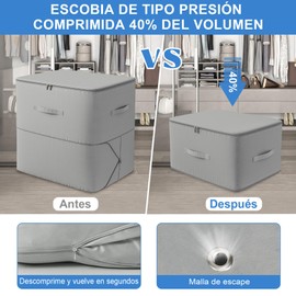 Ultra Space Saving Self Compression Organizer, 54×42×60cm, Space Saving Storage, Storage Bags for Clothes Blankets Quilt and 6 Pcs Vacuum Storage Bags, Reusable Space Saver Bags