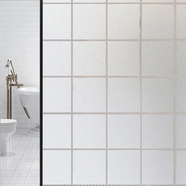 Window Privacy Film Frosted Removable Glass Covering Anti UV Non-Adhesive Door Film for Bathroom Home Office Static Cling Heat Control Window Decals Window Stickers (17.5'' X 157'')