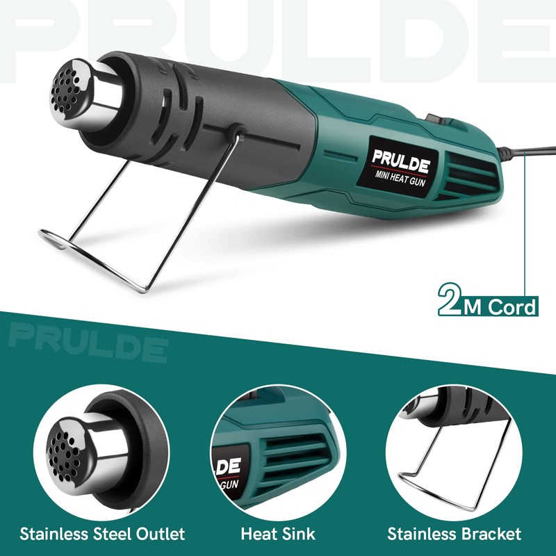 PRULDE Mini Heat Gun Dual Temp, 500W Hot Air Gun