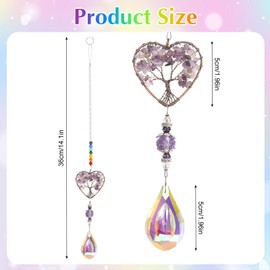 DELAESI Sun Catchers for Windows Tree of Life Crystal Suncatcher Handmade Sun Catcher Crystals Purple Window Sun Catcher for Garden Home Car Decor