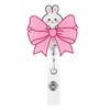 Pink Bow ID Card Holder, Pink, Cute Retractable Badge Holder