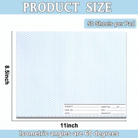1 Pack 50 Sheets 8.5" x 11" Isometric Graph Paper Pad Landscape for 3D Designs Architecture Landscaping Engineering Drafting (Landscape)