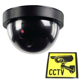 Ex-Pro Black Dummy/Fake CCTV Security Dome Camera With built-in Flashing LED