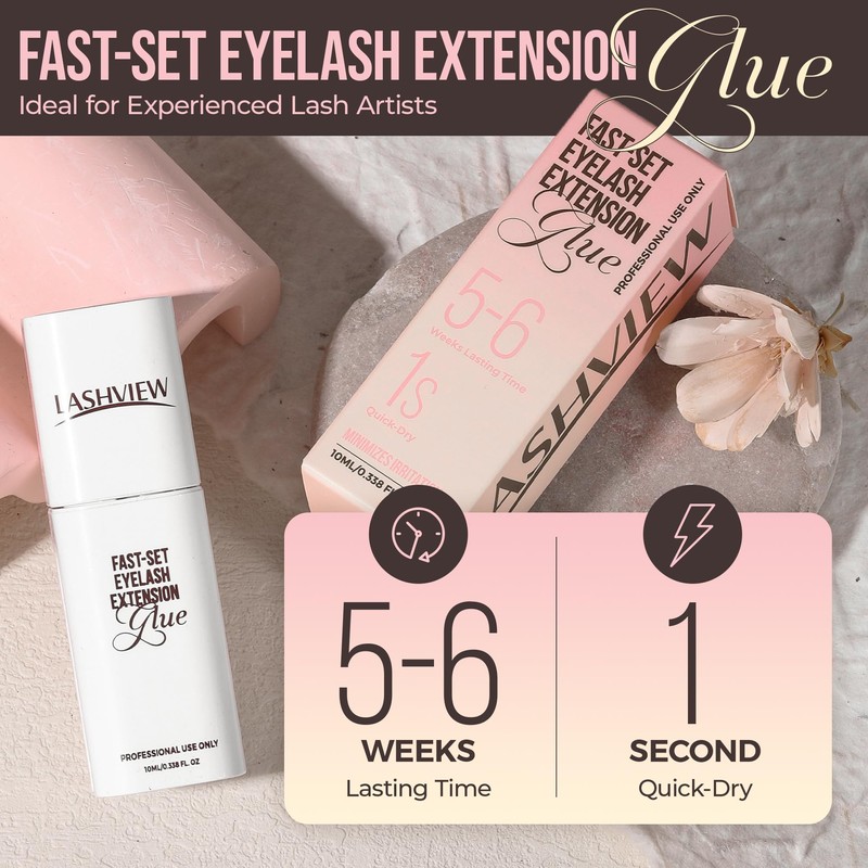 LASHVIEW Eyelash Extensions Glue 1 Sec Dry / 10ml /0.34