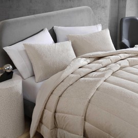 Kenneth Cole - Full/Queen Comforter Set, Velvet Metallic Bedding with Matching Shams, Velvet Home Decor, Oeko-Tex Certified (Banks Ivory, Full/Queen)