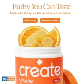 Create Gomitas De Monohidrato De Creatina Para Hombres Y Mujeres, Aumenta El Enfoque, La Fuerza Y La Resistencia, Fórmula Antiderretimiento, Vegana, Sin Gluten, Sin Omg, 1.5G De Crea