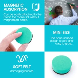 Cobee Magnetic Whiteboard Eraser, 12 Pieces Dry Eraser with Thick Felt Pad, Colorful Dry Erase Eraser for Cleaning Dry Erase Boards(5 x 5 x 1.9 cm)