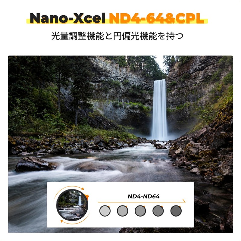 K&F Concept 72mm Variable ND Filter, ND4-64 & CPL Filter,