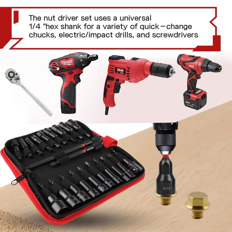 21PCS Magnetic Nut Driver Set, Impact Driver Socket Sets, Impact