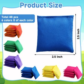 48 Pcs Bean Bags,Nylon Cornhole Bean Bags,Colorful Bean Bags for Tossing,Mini Bean Bags for Kids Outdoor Hand Toss Games Carnival Toy Bean Bag Toss Game(2.5” x 2.5”)