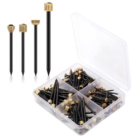 Pack of 120 Nails for Hanging Pictures, Steel Pin and Brass Head Picture Frame Nails with Plastic Box, 4 Sizes, Decorative Picture Hangers for Pictures, Mirrors, Baskets