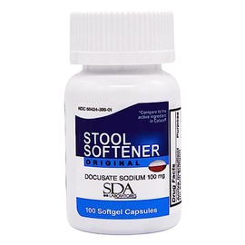 SDA Laboratories Original Stool Softener Docusate Sodium 100 mg - 100 Softgel Capsules