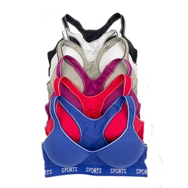 6 pcs Wire Free Gym Light Padded Raceback Cotton Sports Bra B/C/D Cup 34B