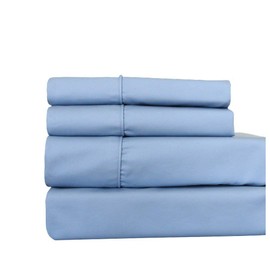 Royal Hotel Bedding 650-Thread-Count Bed Sheets - Wrinkle Free Sheets - Deep Pocket, Cotton Blend, Sateen Sheets, Hypoallergenic, 4 Piece - Top Split Cal-King : Adjustable California King Size - Blue