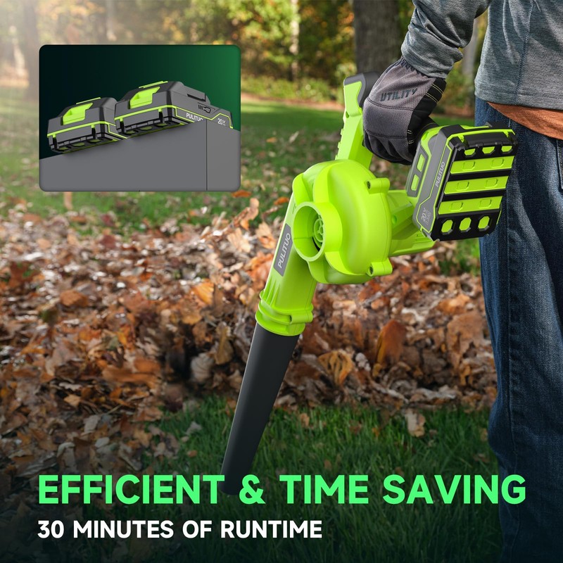 Leaf Blower Cordless with 2 Batteries and Charger, 20V Electric