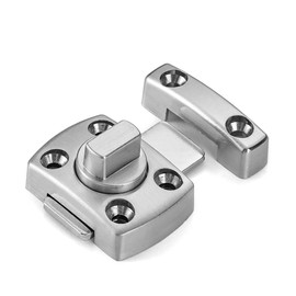 INIRET 2 Packs Rotate Bolt Latch Gate Latches Safety Door Lock,Pet Door Lock, Cabinet Furniture,Bathroom，Windows,Antique Lock Gate Latches Wine Cabinet Closet Door Latches (Brushed Silvery_2 Pack)