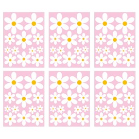 Tivleed 6 Sheets(72 PCS) White Daisy Window Stickers - Floral Electrostatic Cling Decals for Glass, Home & Office Decor (11.2 x 8.6 Inch) - Waterproof PVC Flower Stickers, Removable & Reusable Window