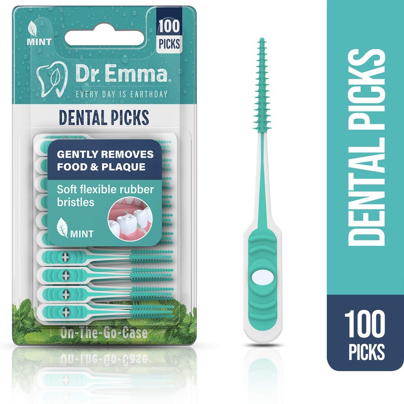 Dr. Emma Dental Picks Mint Brush Picks 100Ct/Pack, 2 Packs