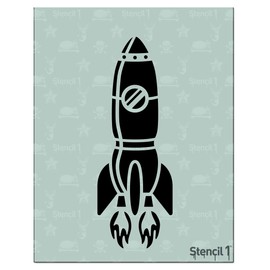 Stencil1 Rocket Ship Stencils for Kids 8.5 x 11 inches for Painting on Child’s Bedroom Wall, Canvas, DIY Decorating and Art- Attractive, Reusable, Recyclable.