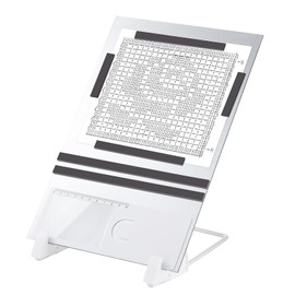 AIHSUMC Knitting Pattern Holder, Metal Chart Keeper Pattern Holder 12 x 7.8 Inch Metal Magnet Board 9 Pcs Cross Stitch Tool Accessories with 6 Magnet Strips 1 Bracket 1 Bookmark Magnifier with Ruler