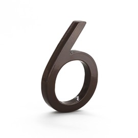 Montague Metal Products 6 Inch Modern House Number, Floating House Number, Easy to Install (6, Roman Bronze)