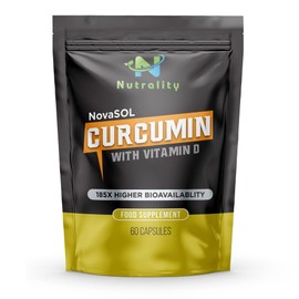 Nutrality Liquid Turmeric Curcumin Supplement, 1000mg per Serving, NovaSOL Extra Strength and Bioavailable Natural Anti-Inflammatory with Vitamin D3