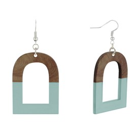 LES POULETTES BIJOUX - Sterling Silver Stirrup Earrings Wood and Lightweight, bois, Resin