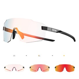 KAPVOE Photochromatic Photochromic Photochromic Cycling Glasses for Men Women Clear Road Bike Glasses MTB Sports Glasses Cycling Glasses UV400 Protection Rimless Transparent Lenses for Outdoor Sports