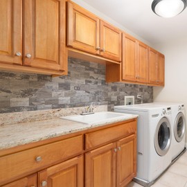 StyloVue 4 Pieces Peel and Stick Backsplash for Kitchen, 3" x 6" PVC Subway Tile Upgraded Distressed Wood Backsplash Stick on Tile Elevate Kitchen, Bathroom, Fireplace,RV