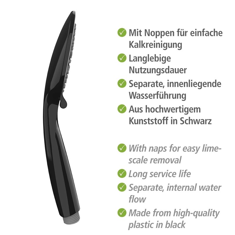WENKO Young Black Shower Head - Universal Shower Head with