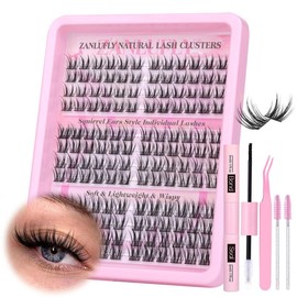 zanlufly Natural Lash CLusters C Curly Wispy Eyelash CLusters Short Anime Lash Extension Kit Makeup 9 10 11MM Manga Eyelashes Cosmetic Lash Bond and Seal Lash Applicator Lash Brush#springtok - Specification: Natural Kit