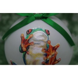 A001 Hand-made Christmas Ornament - exotic pet red eyed tree frog - wall crawler