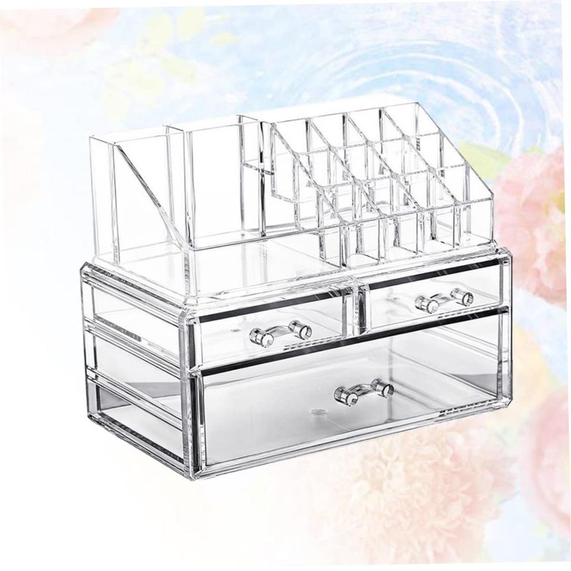 PACKOVE Acrylic Cosmetic Storage Box with Drawers Multipurpose Makeup Organizer