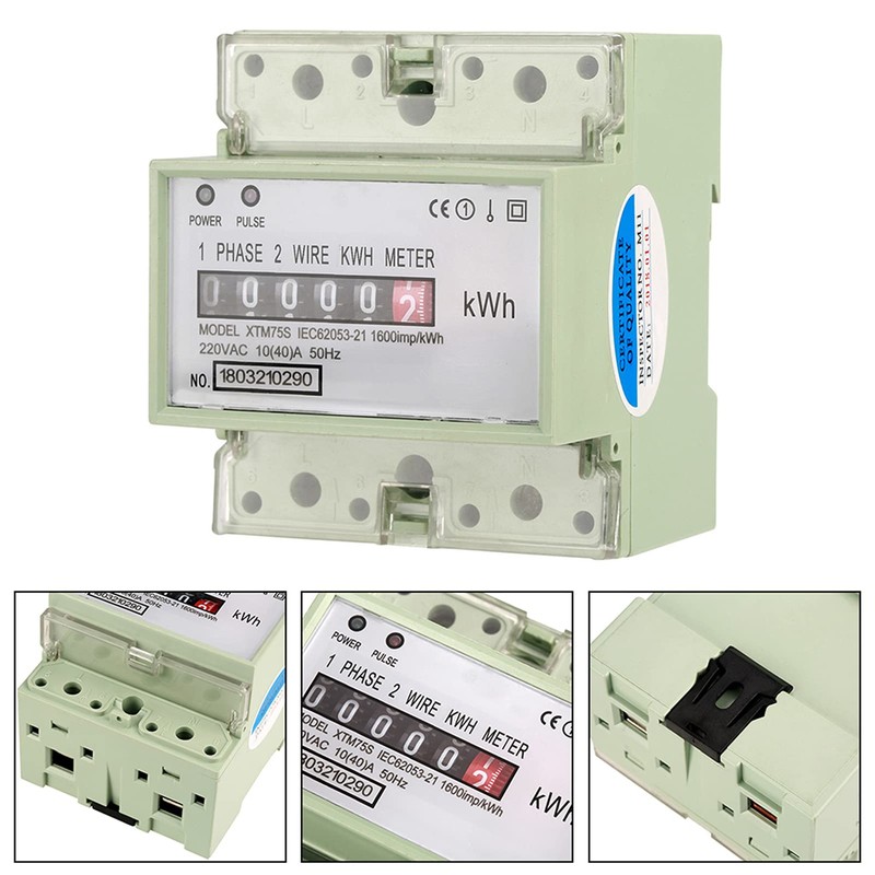 Electric Meter DIN Rail Electronic KWh Meter, 220V AC Digital