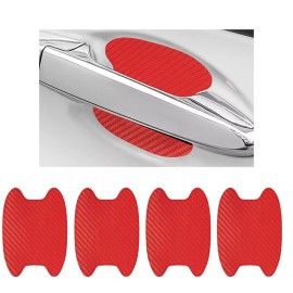 Door Protection 4 Set Red Carbon Fiber Truck Car Door Handle Protector Anti-Scratch Small Size