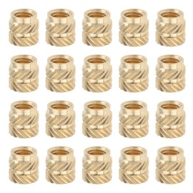 VGOL 50PCS Knurled Nuts M4 x 6mm L x 6mm OD M4 Threaded Insert Knurled Brass Nuts for 3D Printing Parts Loptop Automotive Plastic Shell Gold