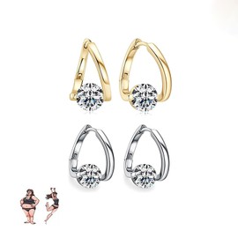 Lymphatic Drainage Slimming Hoop Earrings, Rhinestone Hoop Lymphvity Germanium Lymphatic Acupuncture Earrings Fashion Jewelry Gift For Women (2Pairs-A)